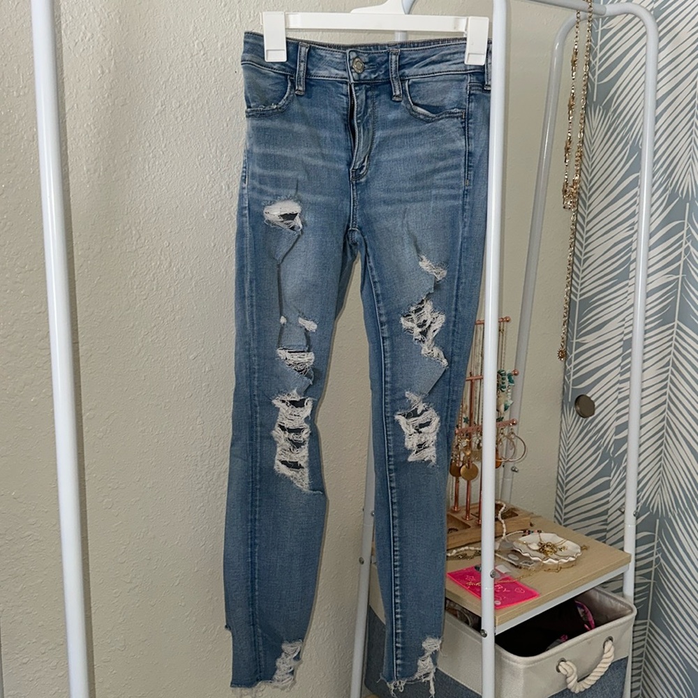 High rise medium wash jeans